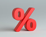 Red percentage sign on gray background