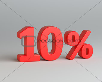 Red ten percent sign on gray background
