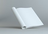 Blank open paper brochure on grey background
