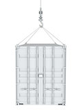 White cargo container on hook
