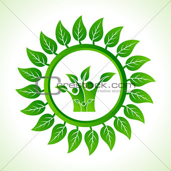 Eco family inside the leaf background