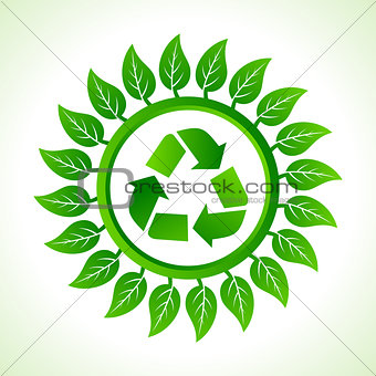 Recycle icon inside the leaf background
