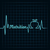 heartbeat make a nutrition text and medical symbox