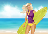 Girl with surfboard