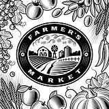 Vintage Farmers Market Label Black And White