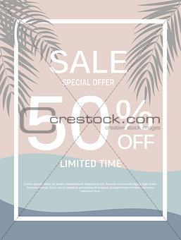 Abstract Designs Sale Banner Template with Frame. Vector Illustr