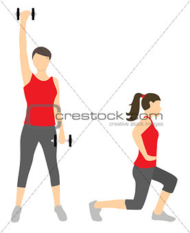 Girl Dioing Exercise on White Background