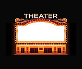 Brightly theater glowing retro cinema neon sign