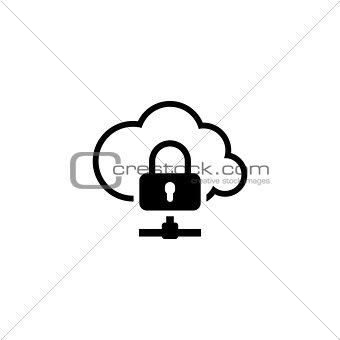 Cloud Data Protection Icon. Flat Design.