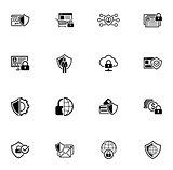 Flat Design Protection and Security Icons Set.