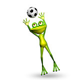 3D Illustration Frog with a Soccer Ball