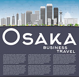 Osaka Skyline with Gray Buildings, Blue Sky and Copy Space. 