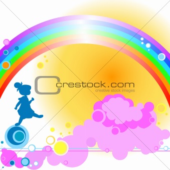 Kid and rainbow