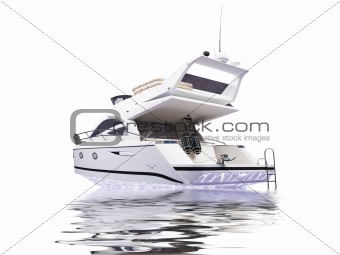 isolated yacht with reflection view