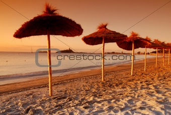 Umbrellas by the sunset