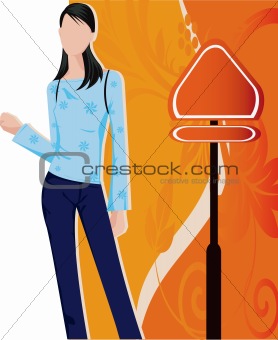 Lady walking with shopping bag