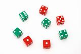 red and green dice