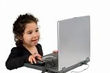 littel girl with laptop computer