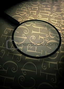 Magnifying glass with text