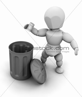 Person putting can in bin