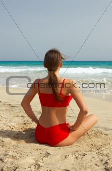 Yoga on beach 