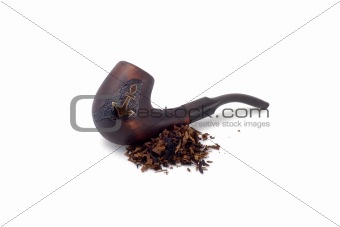 tobacco pipe and heap of tobacco