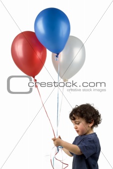 little boy 3 balloons