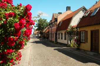 Gotland, Visby, street scene.
