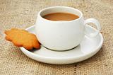 Hot coffee and biscuit