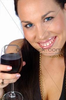 sexy brunette with a glass of red wine
