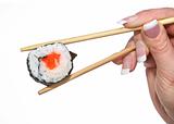 female hand holding sushi #2