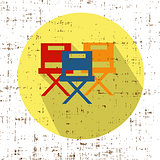 Movie Chairs Icon Vector with screen grunge retro texture