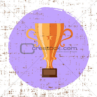 Bronze cup. Trophy icon grunge retro design