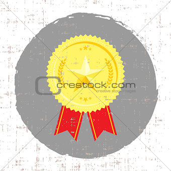 Winner medal with golden star icon with screen texture