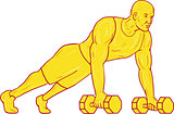 Fitness Athlete Push Up Dumbbell Drawing