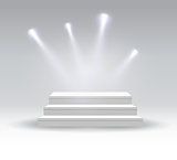 White podium. Pedestal. Platform. Spotlight. Vector illustration.