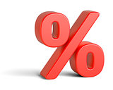 Red percentage sign on white background