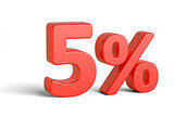 Red five percent sign on white background