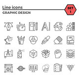 Graphic design thin line icons set