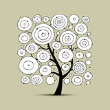 Abstract circles tree, sketch for your design