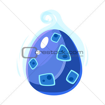 Blue Misty Egg, Fantastic Natural Element Egg-Shaped Bright Color Vector Icon