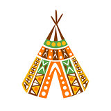 Wigwam Hut With Decorative Pattern Textile, Native Indian Culture Inspired Boho Ethnic Style Print