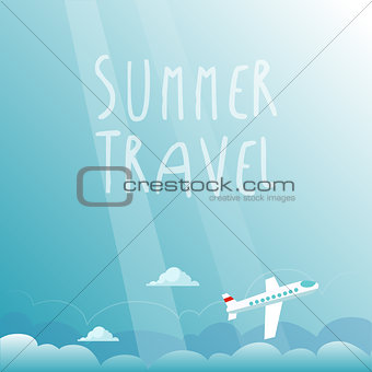 Summer Travel by Plane. Vector Illustration