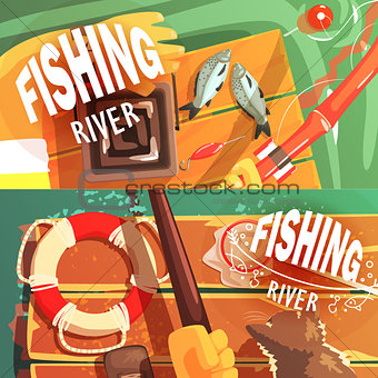 Two Fishing Illustrations With Only Hands Visible