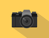Mirrorless camera picture illustration with black color and orange background