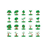 Flat color trees icon set