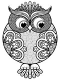 Big stylized ornate rounded owl