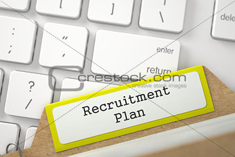 Sort Index Card with Inscription Recruitment Plan. 3d.