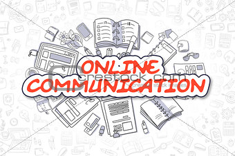 Online Communication - Cartoon Red Word. Business Concept.