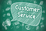 Customer Service - Doodle Illustration on Blue Chalkboard.